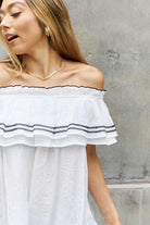 Off The Shoulder Full Size Ruffle Blouse - Rocca & Co