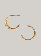 Pearl And Gold Blended Hoop Earring - Rocca & Co