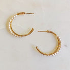 Pearl And Gold Blended Hoop Earring - Rocca & Co