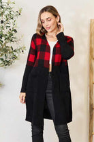 Plaid Open Front Cardigan - Rocca & Co