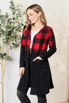 Plaid Open Front Cardigan - Rocca & Co