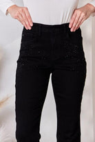 Rhinestone Embellished Slim Jeans - Rocca & Co