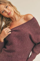 Ribbed Knit Dolman Sleeve Sweater - Rocca & Co