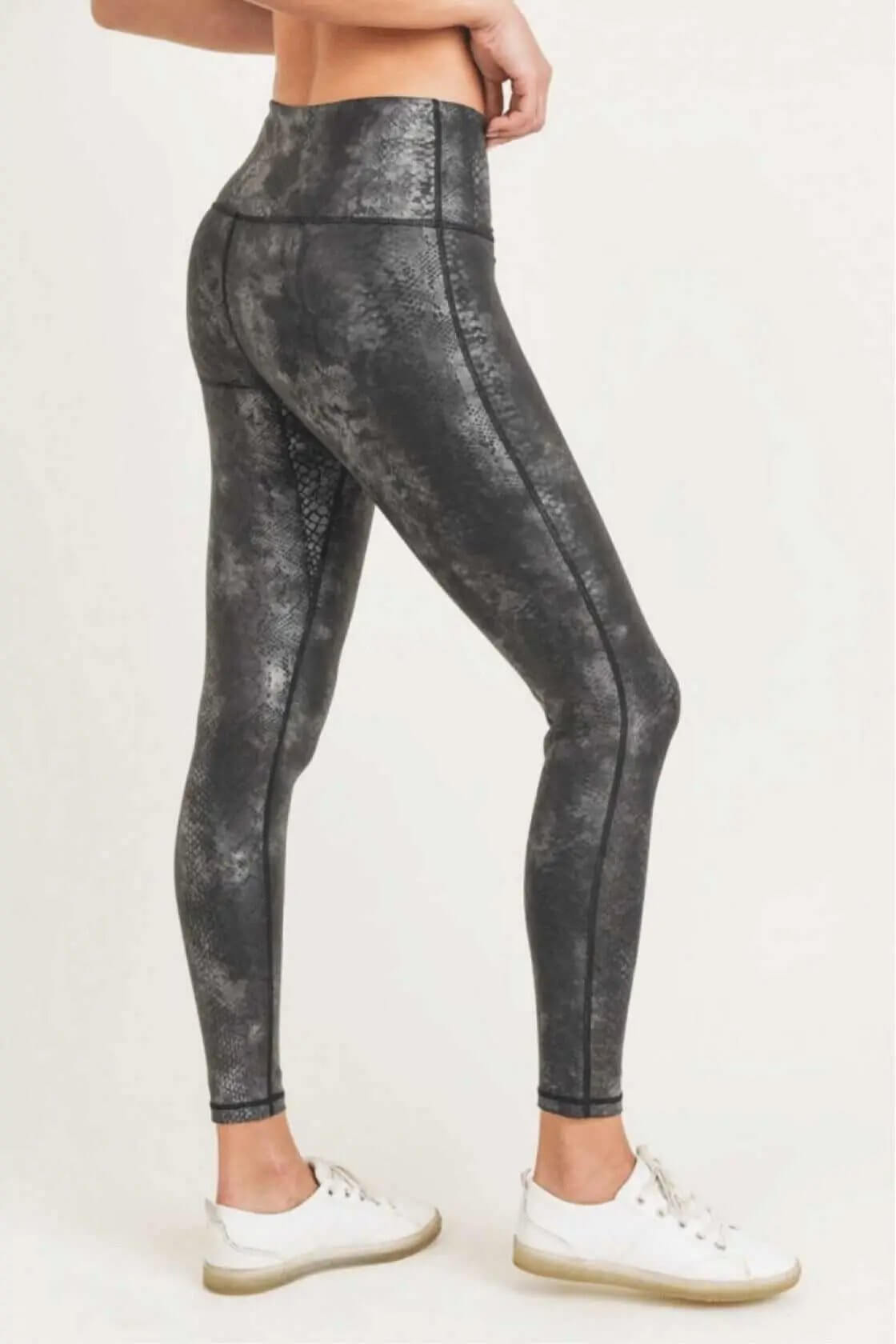 Mono B Snake Foil Print High Waisted Leggings