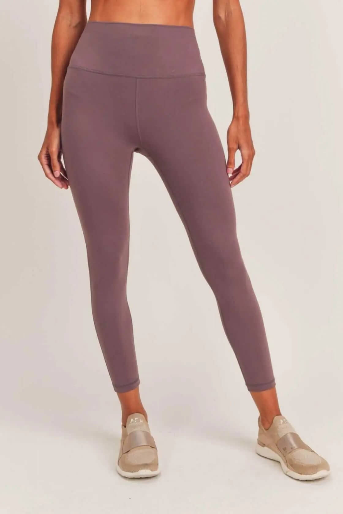 Solid Ankle Length Leggings With Back Pockets - Mono B